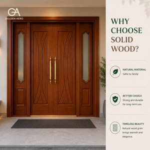 Porte d'entrée Golden Aero Premium à âme pleine avec design classique et panneaux latéraux décoratifs - Product Image 3