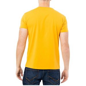 เสื้อยืดสีเหลืองซันไชน์สำหรับผู้ชาย ผ้าฝ้ายพรีเมียม คอกลม น้ำหนักเบา สวมใส่สบายทุกวัน เสื้อยืดพื้นฐาน รับทำโลโก้แบบกำหนดเอง OEM ODM - Product Image 2