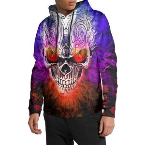 Sudadera con Capucha para Hombre, Diseño 3D con Estampado Digital de Calavera Flameante, Sublimación, Tallas Grandes, Estilo Hip Hop Urbano, Venta al Por Mayor - Product Image 3