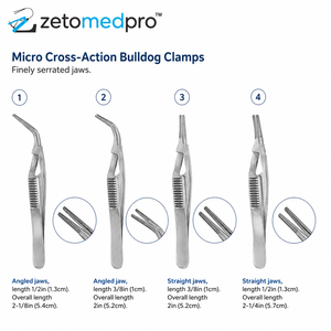 Pinces Micro Cross-Action Bulldog à mâchoires angulaires/droites 3/8 po 1/2 po 2 po 2-1/8 po 2-1/4 po ZETOMEDPRO - Product Image 3