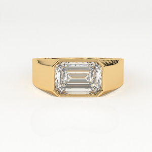 Bague Aarinya Aurelia pour homme, solitaire exécutif en or 14 carats avec diamant de laboratoire certifié IGI, taille émeraude moderne et épurée, style est-ouest - Product Image 1