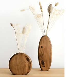 Best Selling Hot Selling Farmhouse Handmade Entryway Teak Decorative Wooden <b>Vase</b> for Dried Flowers - Product Image 5