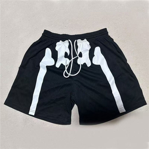 Shorts noirs pour hommes à séchage rapide avec imprimé Statue de la Liberté, taille à cordon de serrage, vêtements de sport décontractés, poches, logo sur le devant - Product Image 4
