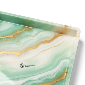 Square Green Marble Resin Serving Tray with Gold Vein Design Decorative Epoxy Serving Tray for Tea Coffee <b>Snacks</b> Home Decor - Product Image 5