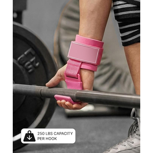 Pink Neoprene Wrist Support <b>Straps</b> Adjustable Hook Loop Closure for Weight Lifting Strength Training Palm Guard - Product Image 2