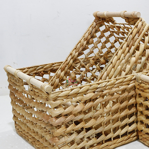 <b>Rectangular</b> Natural Rattan <b>Storage</b> <b>Basket</b> With Handles Rustic Multi-Purpose Organizer - Product Image 3