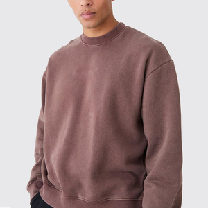 Sudadera de punto para hombre, corte regular, color liso, lavado ácido, estilo casual, ecológica, transpirable, de secado rápido, de algodón, estilo urbano - Product Image 3