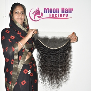 Produit Authentique de Qualité Supérieure Cheveux Naturels Indiens Remy HD Frontal Bouclés Doux et Soyeux Extensions à Trame Simple ou Double Faite à la Machine - Product Image 4
