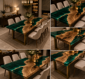 Green <b>Epoxy</b> River <b>Table</b> Live Edge Walnut Dining <b>Table</b> Luxury <b>Resin</b> Dining Room Furniture Handmade Wood <b>Table</b> - Product Image 4