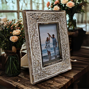 Cadre photo classique en bois massif, affichage de photos intemporel, cadre photo en bois fait main moderne, décoration minimaliste pour la maison, cadres rustiques antiques - Product Image 2