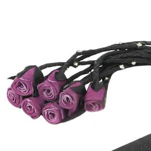 Professional Leather Flogger Whip with Thick Falls Solid Handle Steel Buckle 3.5cm Width Heat-Transfer Printed - Product Image 5