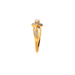 Designer 18K Yellow Gold Round Solitaire Diamond Ring for Women Geometric Open <b>Frame</b> Pavé Ring Fine Jewelry - Product Image 4