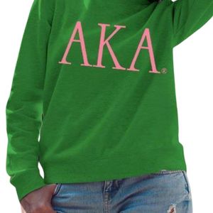Green Crewneck <b>Sweatshirt</b> with <b>Pink</b> Letter Graphic Long Sleeve Cotton Fleece Casual Women's Pullover Winter <b>Sweatshirt</b> Top Wear - Product Image 3