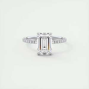 Anillo de compromiso Harper con diamante cultivado en laboratorio de corte esmeralda de 2.25 quilates y pavé con engaste francés en oro blanco de 14K - Product Image 3