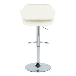 Set di 2 Sgabelli da Bar Contemporanei Margarite Regolabili in Metallo Cromato e Ecopelle Crema con Base Girevole e Poggiapiedi Arrotondato a T - Product Image 5