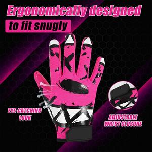 Gants de football américain antidérapants et respirants pour adolescents, en cuir microfibre personnalisé, pour enfants, gants de receveur de rugby - Product Image 2