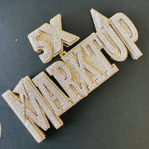 Pendentif personnalisé de luxe 5X avec nom, entièrement serti de moissanite VVS, plaqué or rose et argent, pièce de déclaration Hip Hop pour soirée - Product Image 5
