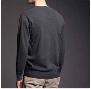 Cárdigan de Punto Azul Marino para Hombre, Manga Larga, Color Sólido, Cierre de Botones, Estilo Otoñal, Corte Regular - Product Image 5