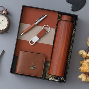 Premium Leather Gift Set <b>for</b> <b>Men</b> Custom Logo Handmade Luxury Corporate Gift Notebook Pen <b>Wallet</b> Keychain-Silk Screen Printing - Product Image 3
