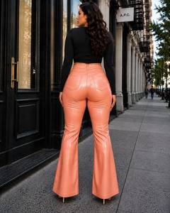 Pantalones de Piel de Oveja a la Moda, Pantalones Anchos y Holgados de Pierna Recta con Alta Elasticidad para Mujer - Product Image 2