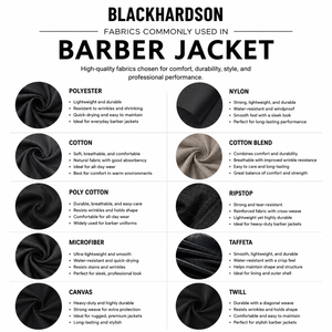 Chaqueta de Barbero Blackhardson de Polialgodón Premium de 180 GSM, Roja, Manga Corta, Cierre Completo, con Relieve, Transpirable, Unisex, OEM, ODM - Product Image 2