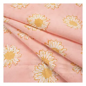 New Latest Arrival Cotton Floral Sunflower Custom Print Best For summer light weight cotton fabric soft material easy care