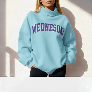 Sweat-shirt à col haut pour femme, pull en polaire classique de couleur unie, confortable, essentiel pour l'hiver - Product Image 1