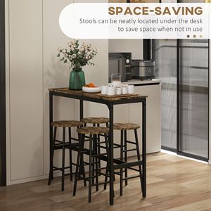 Set Tavolo Industriale per Colazione, per Casa, Ufficio o Seminterrato, 5 Pezzi, Tavolo e Sedie Alte da Bar con Struttura Stabile, 4 Posti - Product Image 6