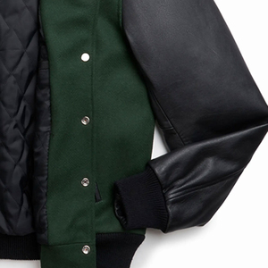 Chaqueta Varsity como Traje de Boda con Detalles Bordados, Mezcla de Lana y Seda, Mangas de Cuero, Uniforme para Padrinos de Boda, Ropa Casual de Otoño - Product Image 5