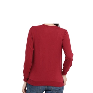 Sudadera de Punto Roja Sólida con Cuello Redondo para Mujer, Manga Larga, Transpirable, de Algodón, para Otoño - Product Image 5