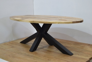 Modern Industrial Style oval Mango <b>Wood</b> top <b>Dining</b> <b>Table</b> with Spider Metal Base <b>Rustic</b> Industrial <b>table</b> hotel restaurant home - Product Image 2