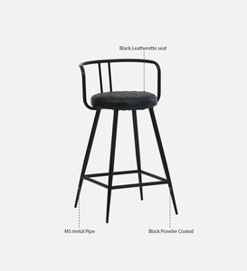Minaj Metal <b>Bar</b> Chair <b>Adjustable</b> Black Finish PU Leather Modern Industrial Luxury Counter Height <b>Stool</b> Commercial Use <b>Bar</b> - Product Image 3