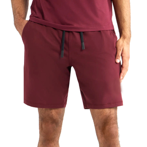 Shorts tricotés légers et respirants pour hommes, couleur bordeaux uni, avec poches zippées, collection 2026 – Qualité supérieure - Product Image 1