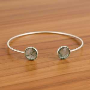 Bracelet manchette en agate mousse, argent sterling 925, ajustable, pierres précieuses, bijoux faits à la main, cadeau pour femme - Product Image 3