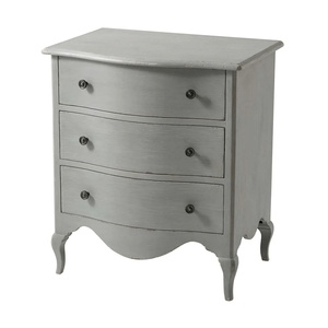Alexander Nightstand Made of <b>High</b> Quality Mahogany Wood in Gray and Equipped with 3 Drawers for Indoor Use - Product Image 1