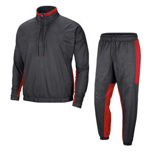 Men Winter Windbreaker Tracksuit Solid Black Red Midweight Polyester Sporty Zipper Fly Jacket <b>Pants</b> Set Outdoor Training Wear - Product Image 3