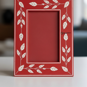 Cadre photo élégant en os incrusté de pierres rouges, fait main, décoration de luxe pour la maison - Product Image 4