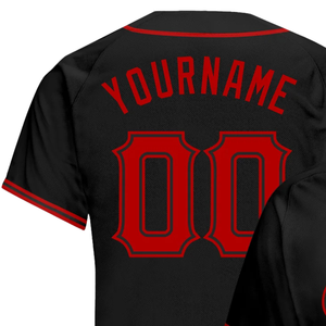Black Red Baseball Jersey for Men Button Down Team Uniform Breathable Lightweight <b>Athletic</b> Tournament Sports Apparel Shirt - Product Image 5
