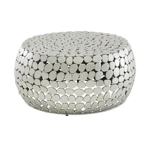 Table basse ronde en métal noir avec design martelé pour la maison, le salon, les villas, utilisation décorative, meubles, table basse - Product Image 4