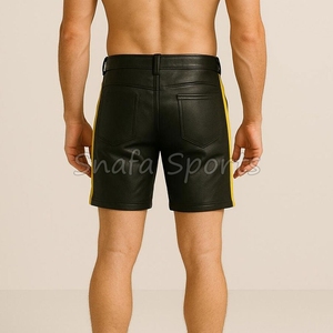 Sportswear Men's Leather Shorts Gym Fitness Training <b>Exercise</b> Wear Shorts 100% Leather made Men's Shorts for Sale - Product Image 2