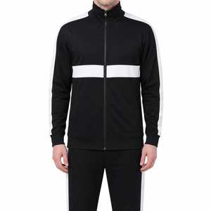 Men's <b>Black</b> <b>White</b> <b>Striped</b> Tracksuit Full Sleeve Zipper Closure Side Pockets Sporty Casual Regular Fit Autumn Wear - Product Image 4