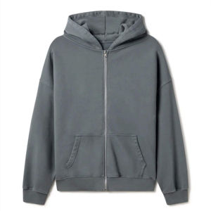 Sweat à capuche pour homme surdimensionné en polyester/coton blanc de haute qualité, personnalisé avec fermeture éclair, en molleton 3D, hiver, 360g, anti-rétrécissement - Product Image 3