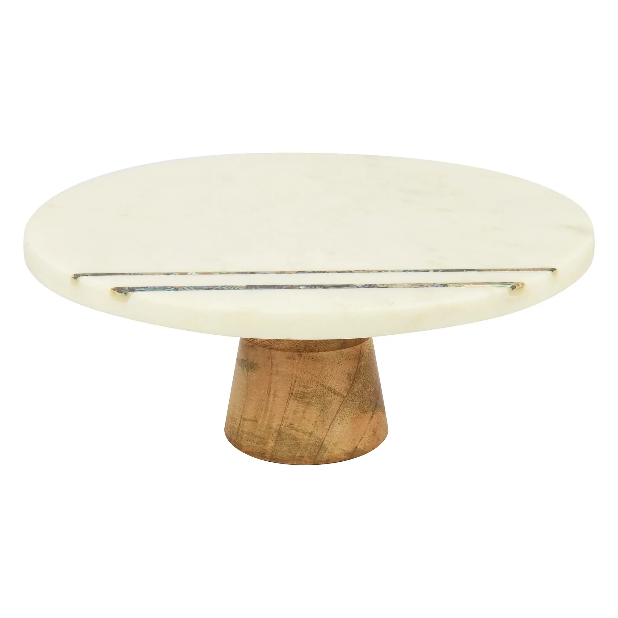 Hot Verkoper Marmer Cake Stand Witte Steen Ronde Vorm Met Groen Parelmoer Inlay Ontwerp Handgemaakte Decor