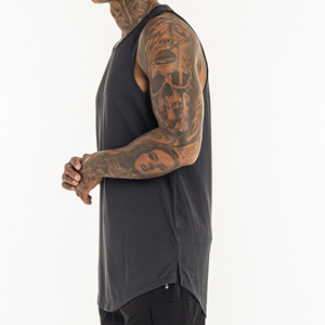 Camiseta sin mangas negra para hombre, cuello redondo, de secado rápido, tejida, informal, para hacer ejercicio - Product Image 5