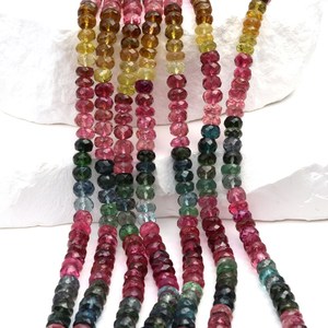 Cuentas facetadas de turmalina multicolor tipo sandía de 5 mm para la fabricación de joyas, hilo de cuentas para pulseras y collares DIY - Product Image 3