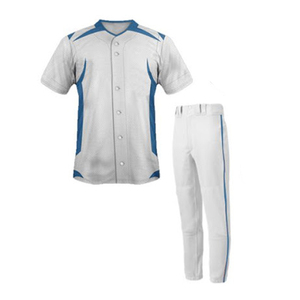 Ensemble d'uniformes de baseball personnalisés pour hommes, maillot et pantalon sublimés blancs et bleus, évacuation de l'humidité, manches courtes, coupe classique, toutes saisons - Product Image 1