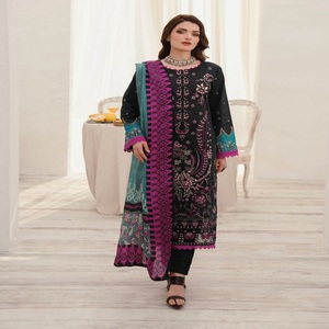 Trajes Salwar Kameez de 3 Piezas para Mujer, Estilo Indio-Pakistaní, con Bordado Intenso, Diseño Étnico Moderno, Algodón Puro, Venta al Por Mayor - Product Image 4