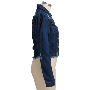 Chaqueta Vaquera Azul Personalizada para Mujer, Tejido Transpirable, Estilo Universitario, Largo Regular, Venta al Por Mayor - Product Image 6