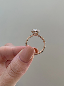 แหวนดีไซน์เนอร์แบบซ้อนได้ ทอง 14k เพชรทรงรี แหวนหมั้นแบบฝังเพชรแบบ Pave Setting เครื่องประดับผู้หญิงสุดคลาสสิก - Product Image 2