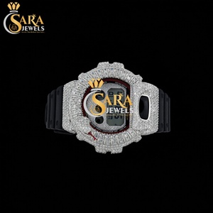 Elegant Square Dial Moissanite Diamond <b>Watch</b> Half Iced <b>Rubber</b> Strap Stainless Steel Automatic Luxury Business <b>Watch</b> - Product Image 5